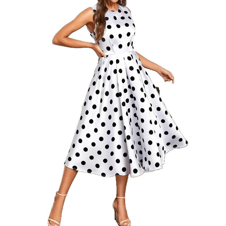 Damen A-Linie Kleid mit Polka-Dots Drune