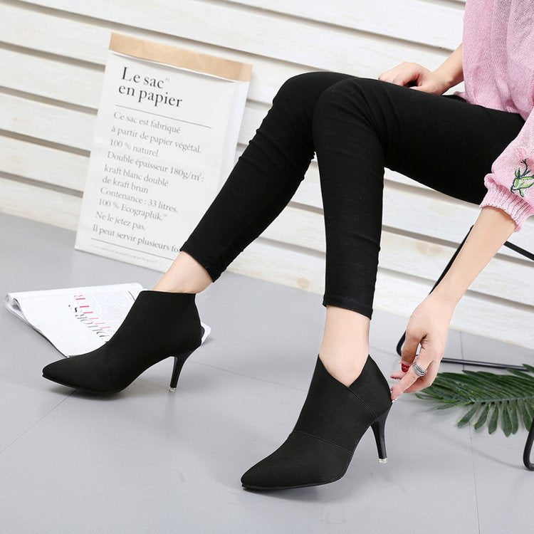 Damen elegante Ankle-Boots mit spitzem Zehenbereich und modischem Stretch-Obermaterial Drune