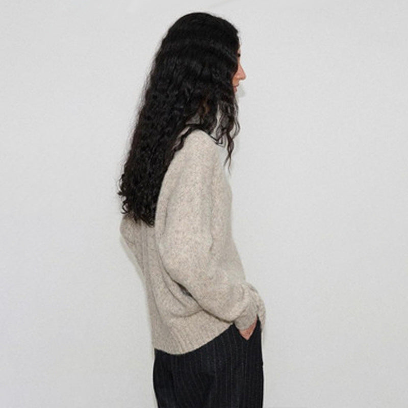 Damen Grobstrickpullover mit steigendem Kragen Drune