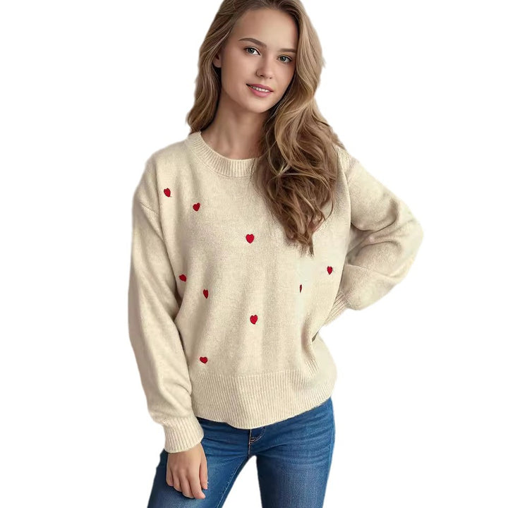 Damen Pullover mit verspieltem Herzmotiv und lässiger Passform Drune