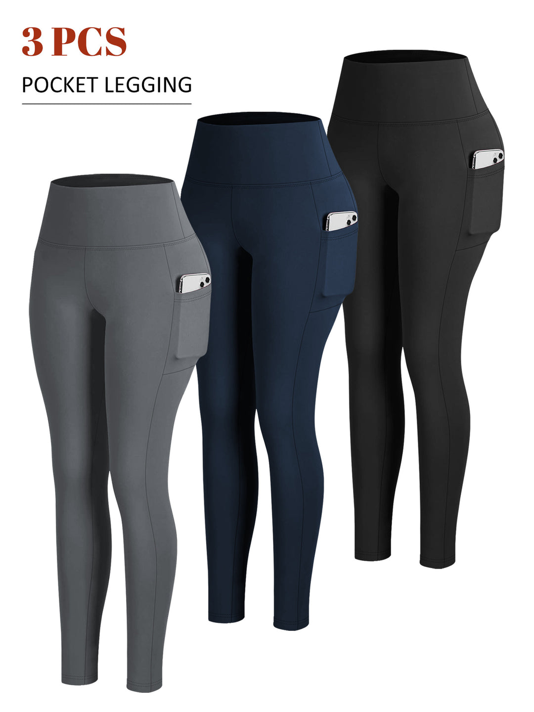Damen Knöchelhohe Sportleggings mit hohem Bund und seitlicher Smartphone-Tasche Drune
