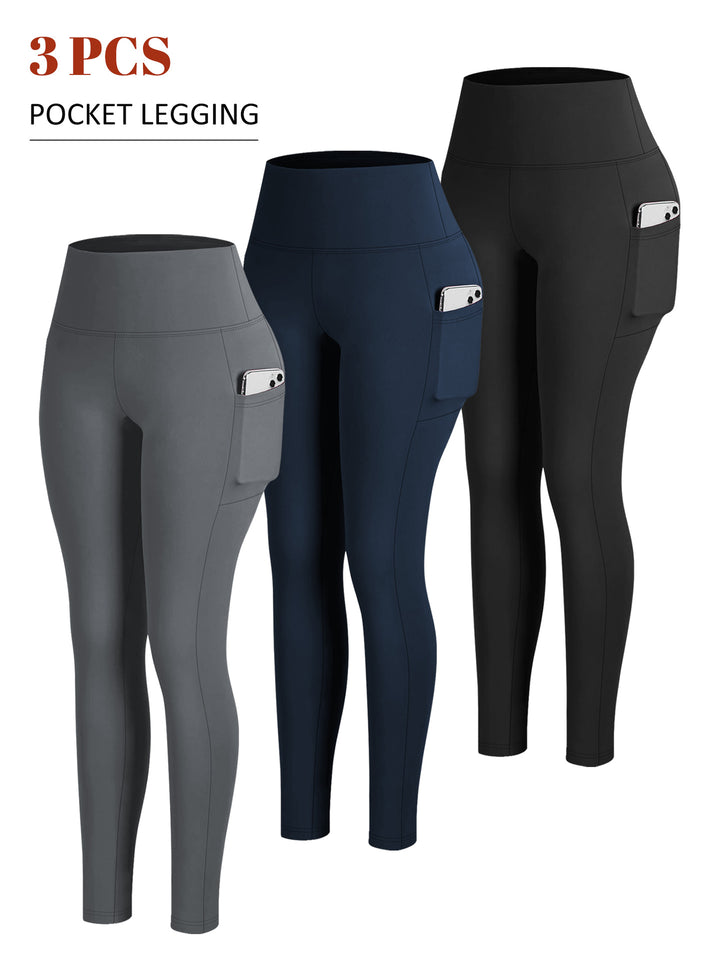 Damen Knöchelhohe Sportleggings mit hohem Bund und seitlicher Smartphone-Tasche Drune