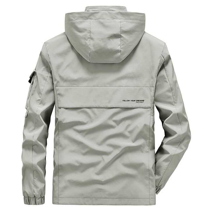 Herren Leichter Wasserabweisender Windbreaker mit Kapuze und Mehrfachtaschen Drune