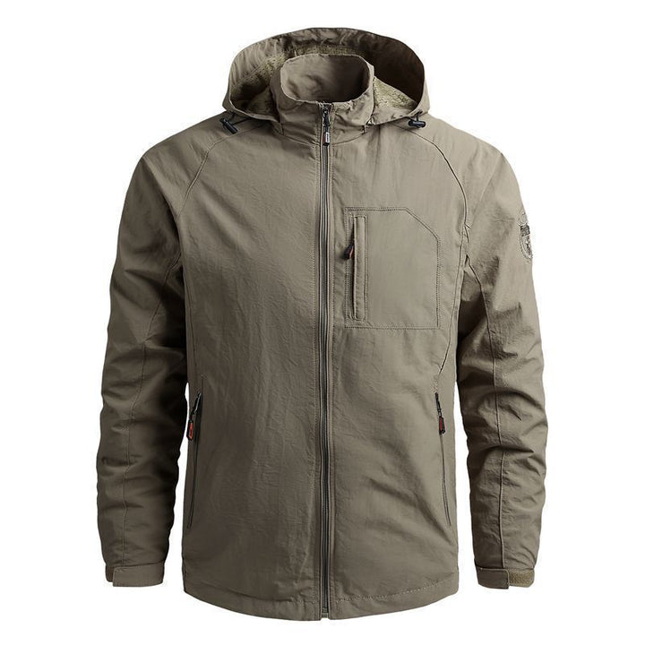Herren nan leichte wasserabweisende Softshelljacke mit Kapuze und Brusttasche Drune
