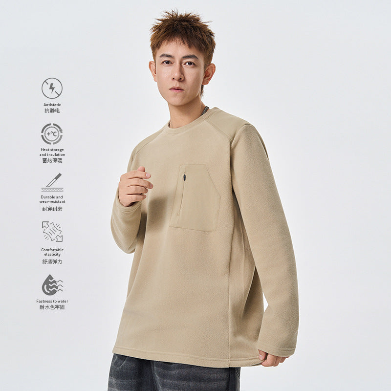Herren Thermofleece-Pullover mit Brust-Reißverschluss und technischem Rundhalsausschnitt Drune
