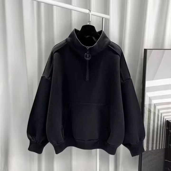 Damen Sportlicher Hochkragen Pullover mit Reißverschluss Drune