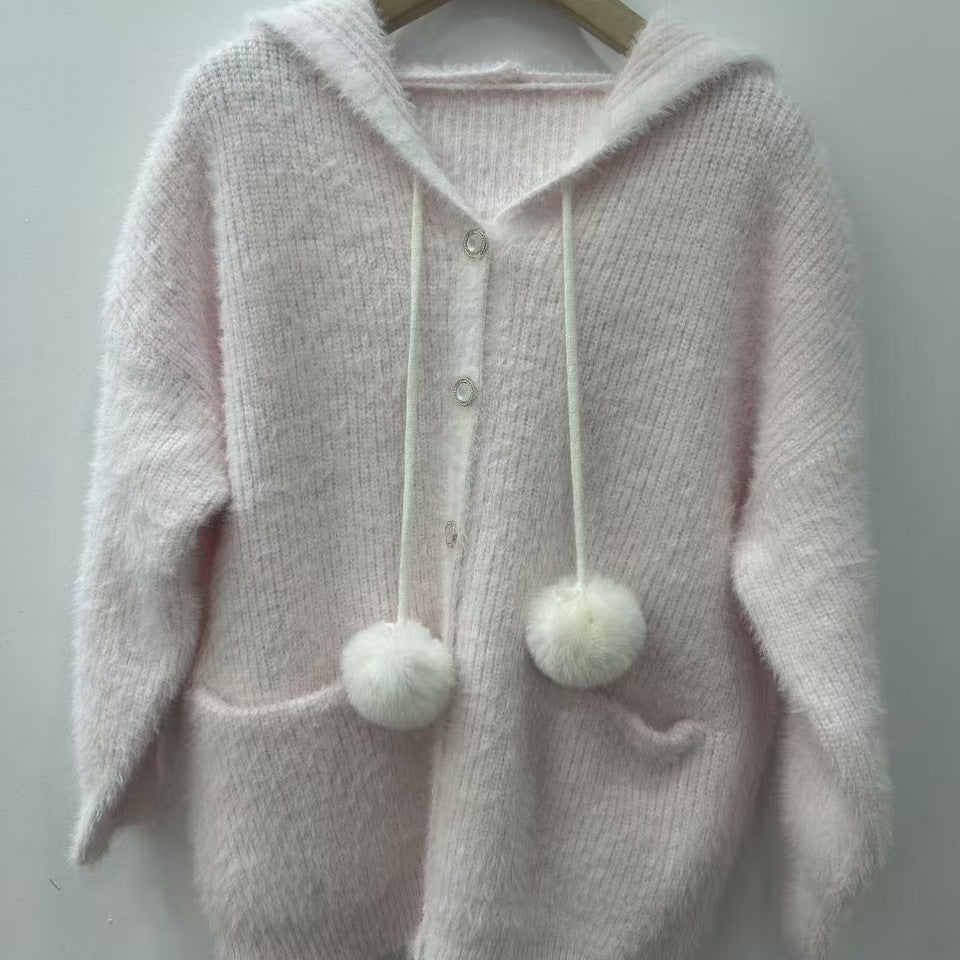 Damen Kuschelige Kapuzenjacke Drune
