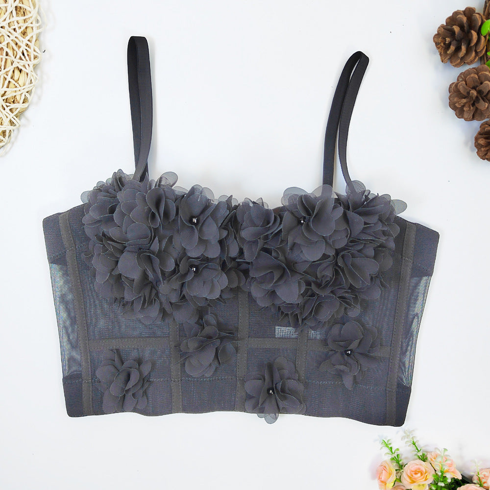 Damen Elegante Korsage mit floralen Spitzenapplikationen Drune