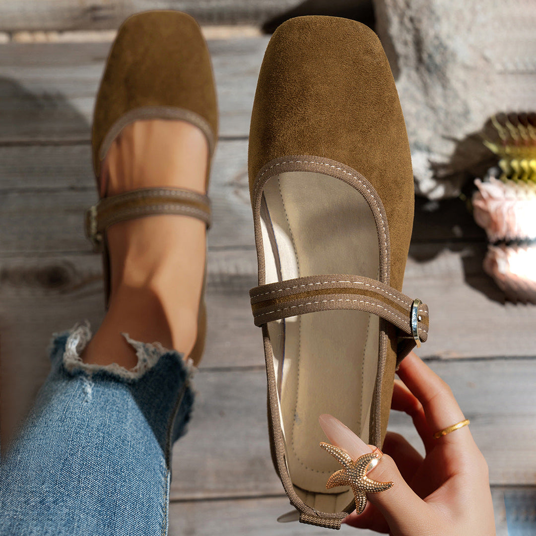 Damen edle Ballerinas mit klassischem Riemen Drune