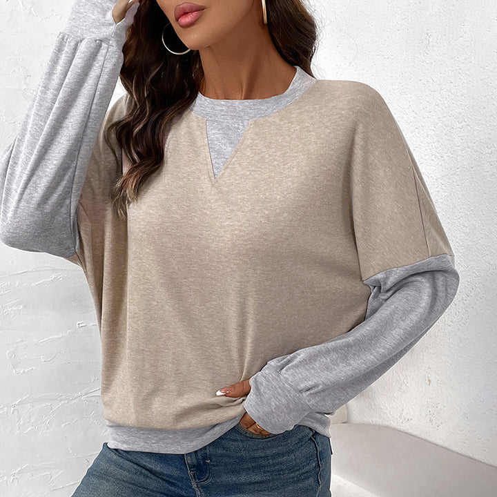 Damen Casual-Boxy-Sweatshirt mit Layer‑Look, verlängerten Ärmelbündchen und V‑Keil Drune