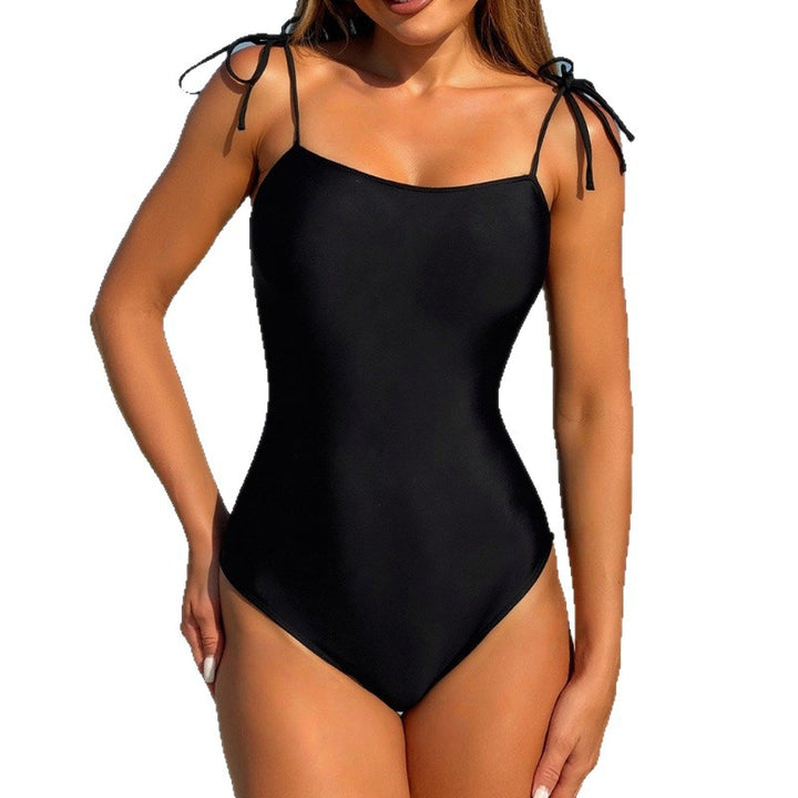 Damen Einteiler Badeanzug mit verstellbaren Trägern und elegantem V-Ausschnitt Drune