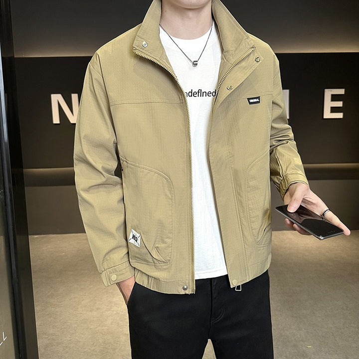 Herren Leichte Winddichte Freizeitjacke mit Stehkragen und Elastischen Bündchen Drune