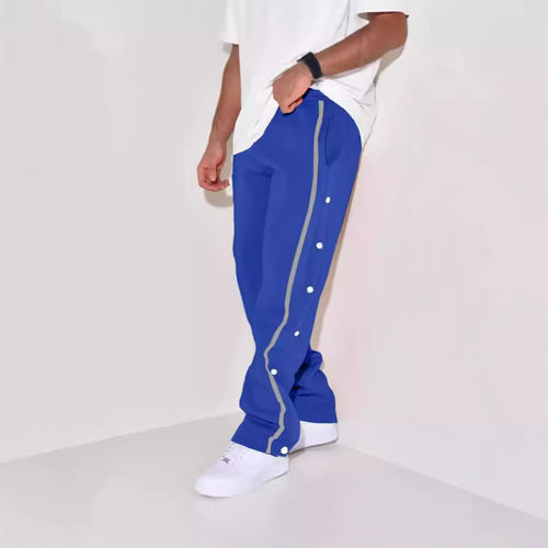 Herren Sportliche Sweatpants mit seitlichen Druckknöpfen und Kontraststreifen Drune