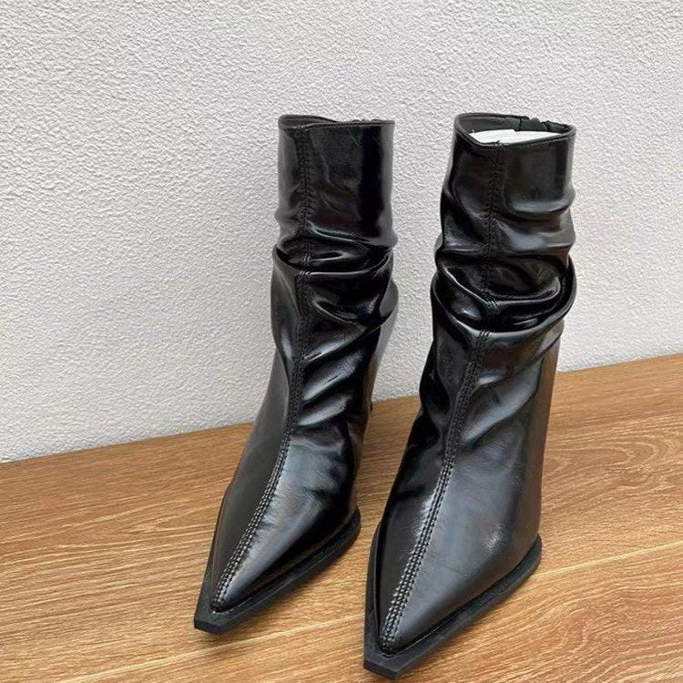Damen elegante Stiefeletten mit spitzem Zehenbereich und lässigem Schlupfdesign Drune
