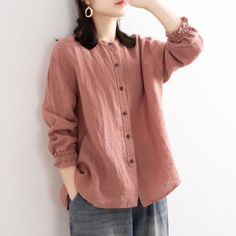 Damen Lockere Bluse mit Knopfdetails Drune