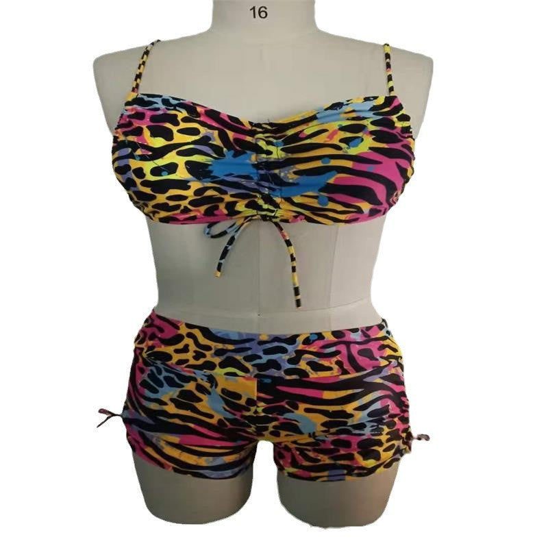 Damen Bikiniset mit raffinierter Schnürung und tierischem Print Drune