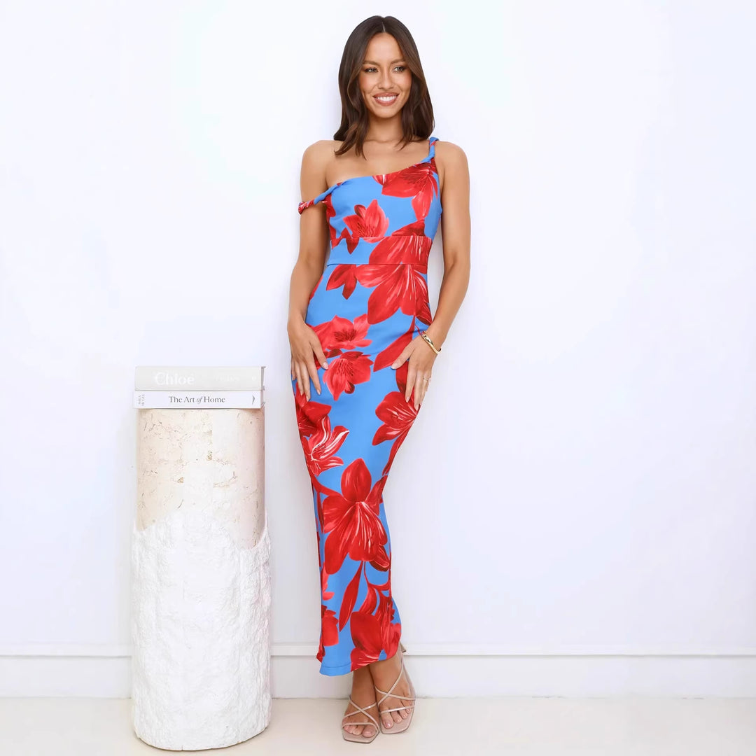 Damen Maxikleid mit einzigartigem floralem Design und verstellbaren Trägern Drune