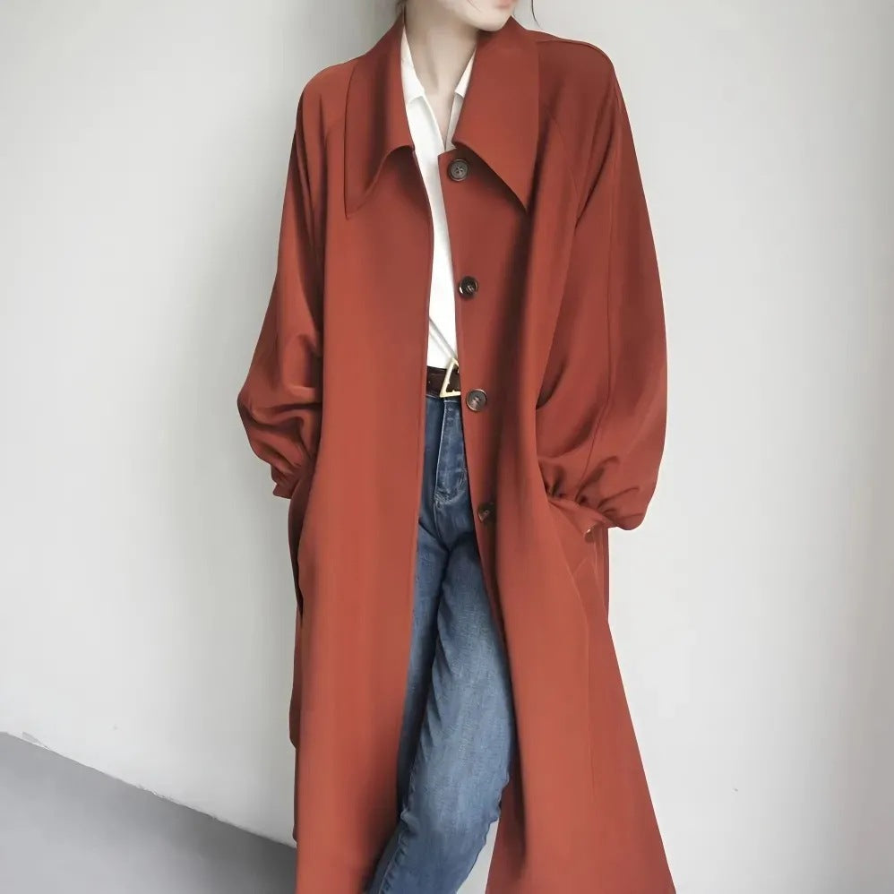 Damen Lange modische Jacke mit großem Kragen Drune