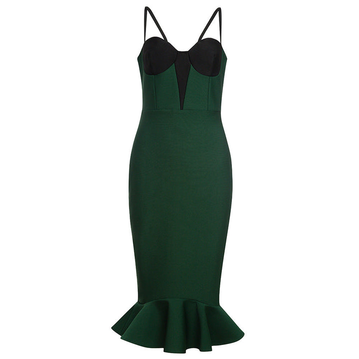 Damen figurbetontes Kleid mit attraktivem Flügel-Rock Drune