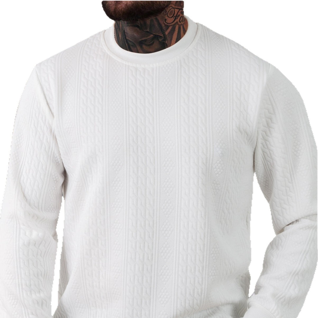 Herren texturiertes Rundhals-Sweatshirt mit feiner Waffelstruktur und gerippten Bündchen Drune