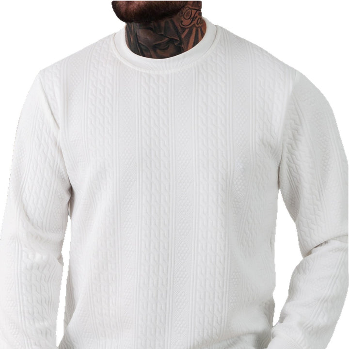 Herren texturiertes Rundhals-Sweatshirt mit feiner Waffelstruktur und gerippten Bündchen Drune