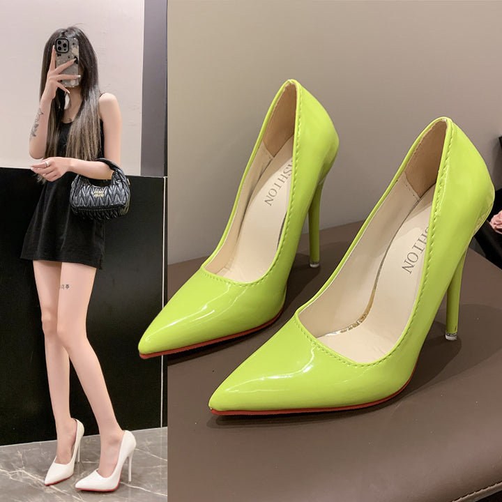 Damen Klassische High Heels mit spitz zulaufendem Design und hochglänzender Oberfläche Drune