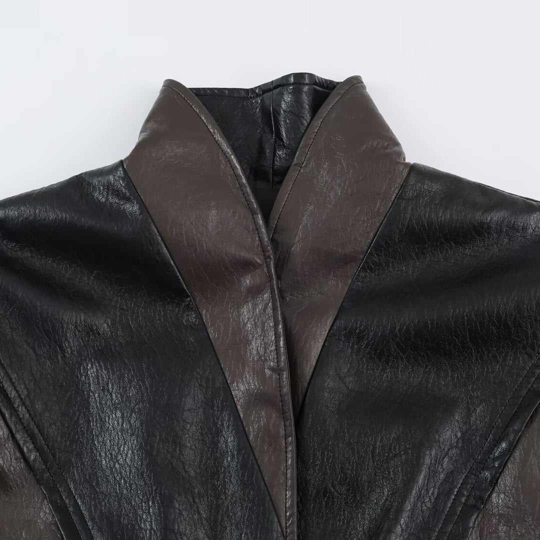 Damen Kurzjacke im Blousonstil mit hochabschließendem Kragen und Bindegürtel Drune