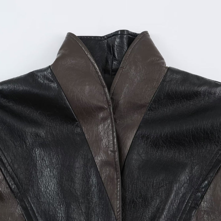 Damen Kurzjacke im Blousonstil mit hochabschließendem Kragen und Bindegürtel Drune