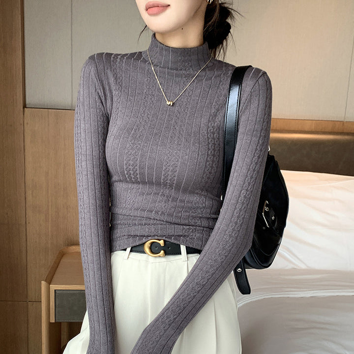 Damen Elegantes Langarm-Rippoberteil Drune