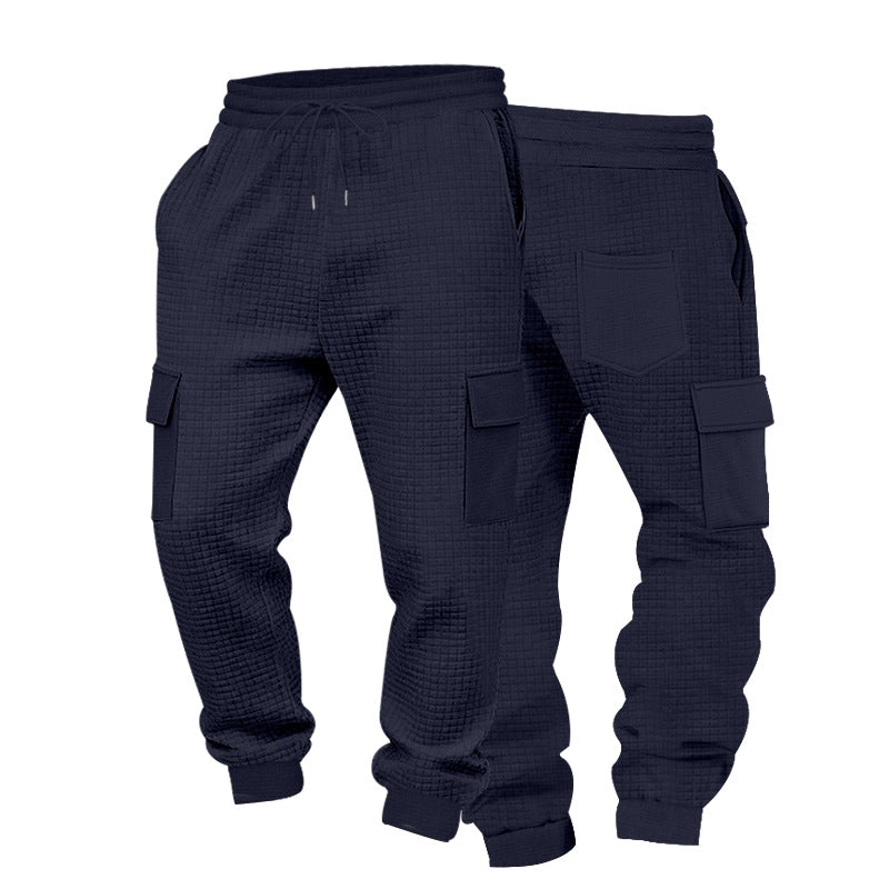 Herren Cargo-Jogginghose mit Waffelstruktur, elastischem Bund und Klappentaschen Drune