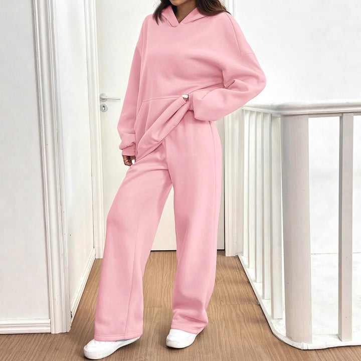 Damen lässiger Hoodie mit hoher Taille und weitem Hosen-Set Drune