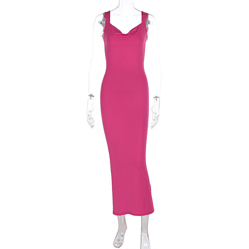 Damen Elegantes Maxikleid mit tiefem Ausschnitt und hochwertigem Stoff Drune