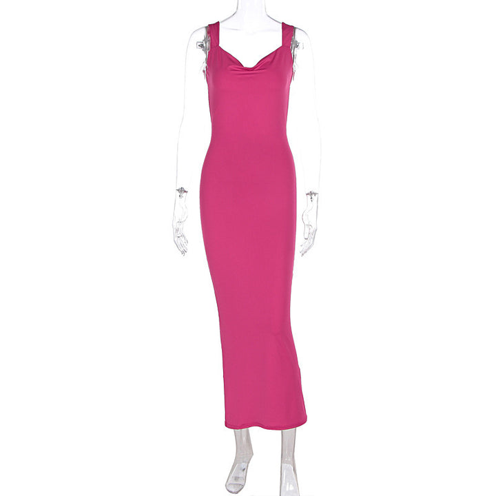 Damen Elegantes Maxikleid mit tiefem Ausschnitt und hochwertigem Stoff Drune