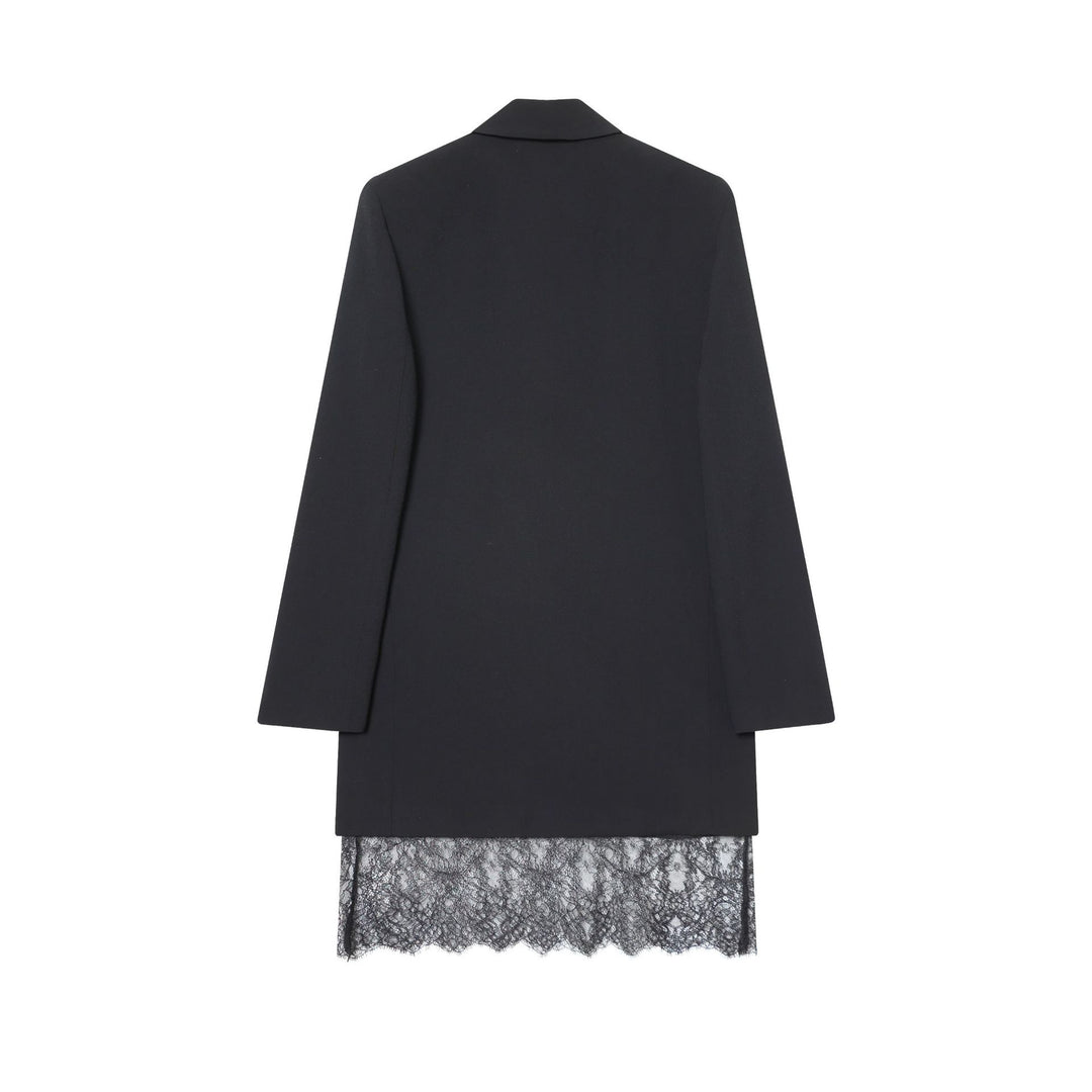 Damen nan taillierter Longblazer mit spitzensaum und Pattentaschen Drune