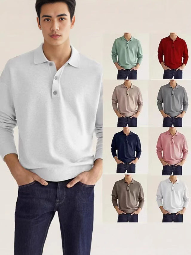 Herren hochwertiges Sweatshirt mit modernem Polo-Kragen und eleganten Knopfdetails Drune
