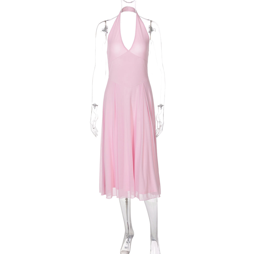 Damen Halter Maxikleid mit fließendem Schnitt Drune
