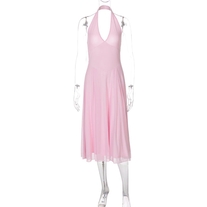 Damen Halter Maxikleid mit fließendem Schnitt Drune