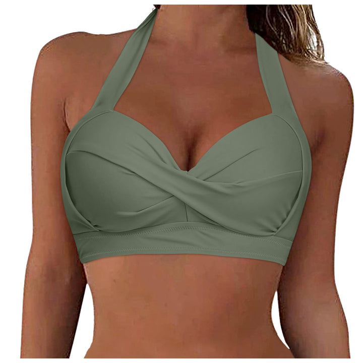 Damen Sportliches Bikinioberteil mit tiefem Ausschnitt und Halter-Design Drune