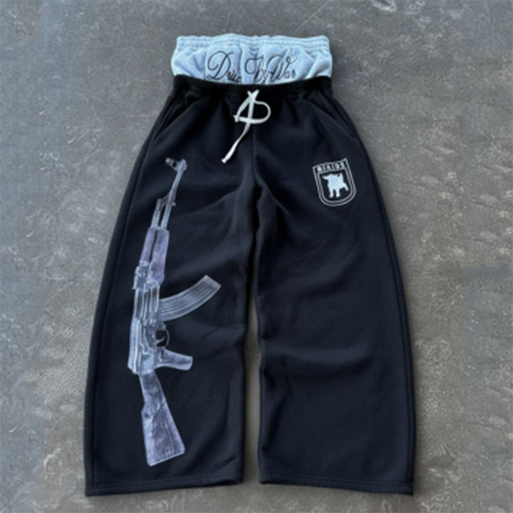 Damen Sweatpants mit einzigartigem Grafikumdruck und elastischem Bund Drune