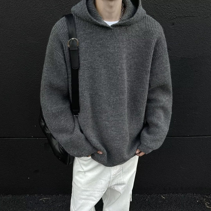 Herren Grobstrickpullover mit Hoodie Drune