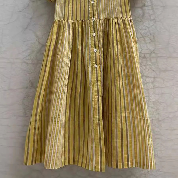Damen Langes Hemdblusenkleid mit Streifen und Taschen Drune