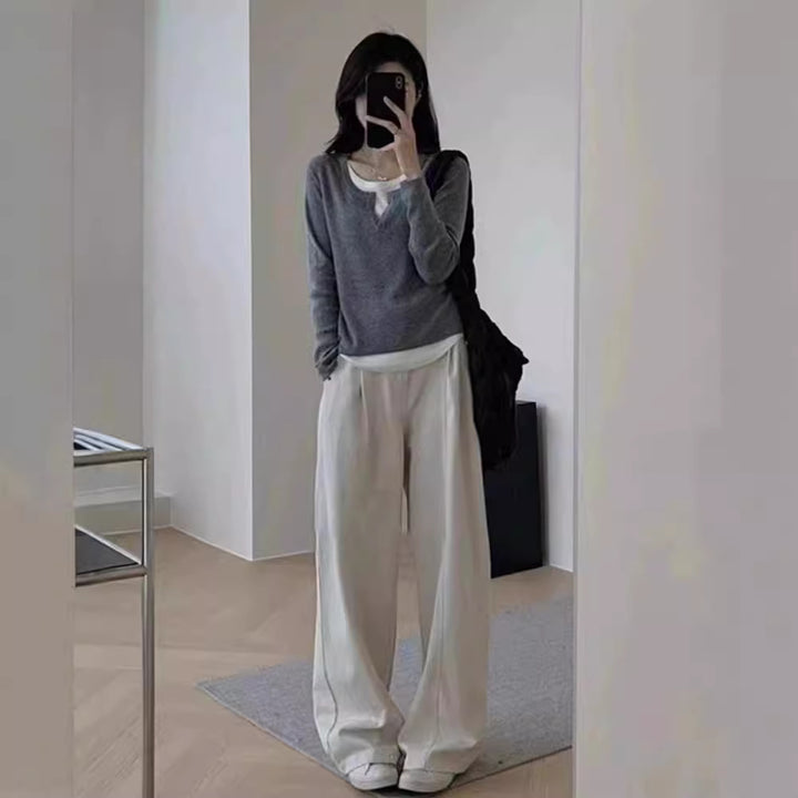 Damen Feinstrickpullover mit V-Ausschnitt und Raglanärmel Drune
