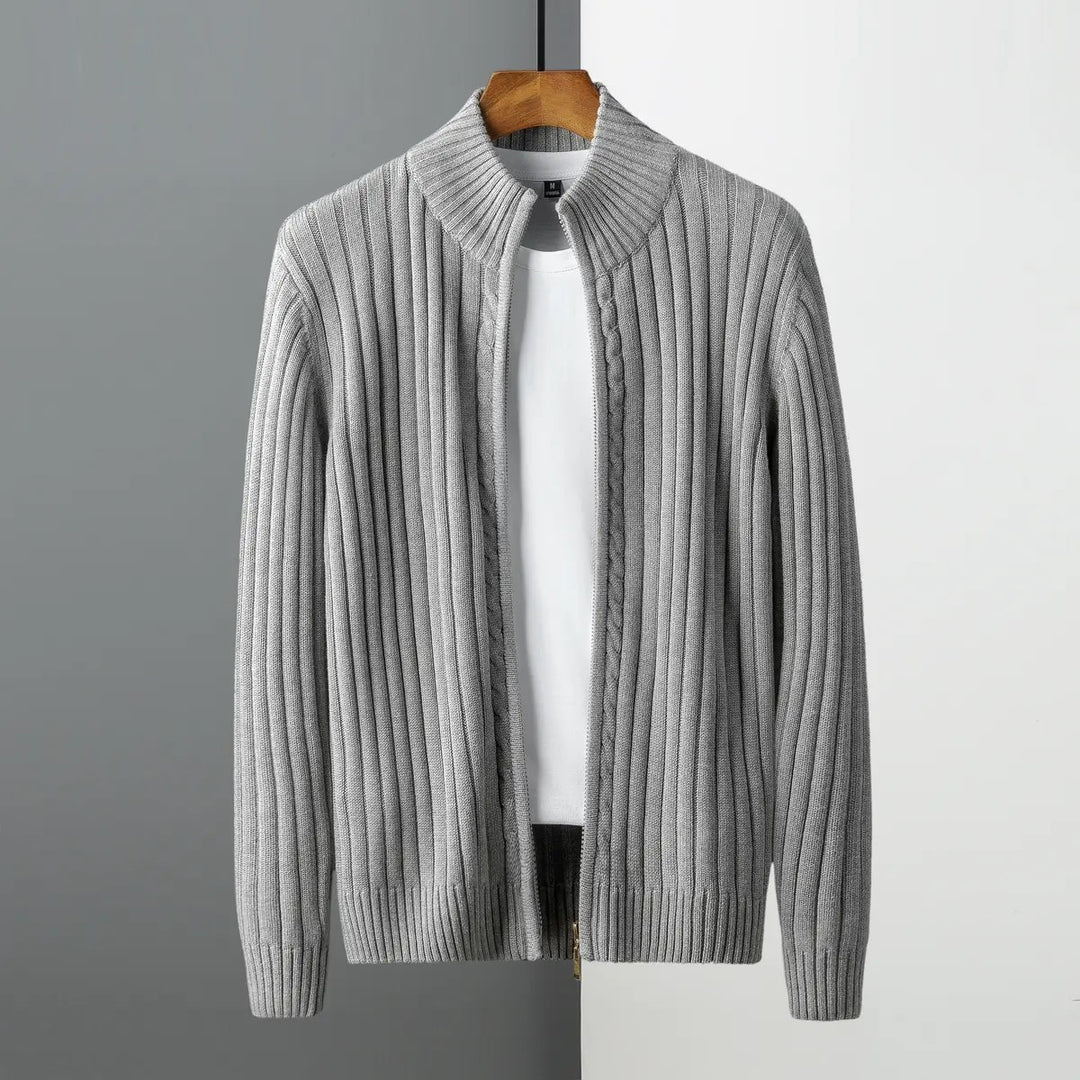 Herren Strickjacke mit körpernahem Schnitt und Reißverschluss Drune