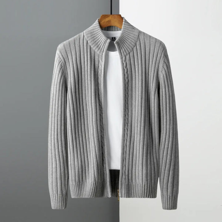 Herren Strickjacke mit körpernahem Schnitt und Reißverschluss Drune