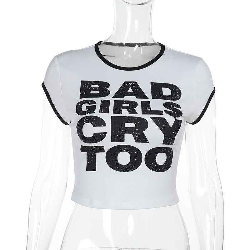 Damen-Crop-Top mit auffälligem Grafikdruck Drune