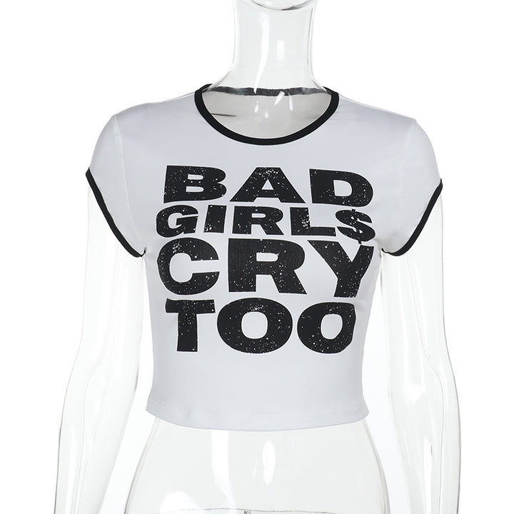 Damen-Crop-Top mit auffälligem Grafikdruck Drune