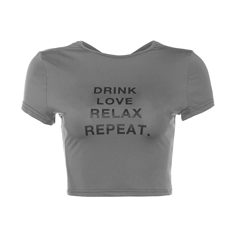 Damen cropped T-Shirt mit Motivdruck Drune