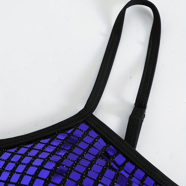 Damen Crop-Bikini-Top mit glitzerndem Netzdesign Drune