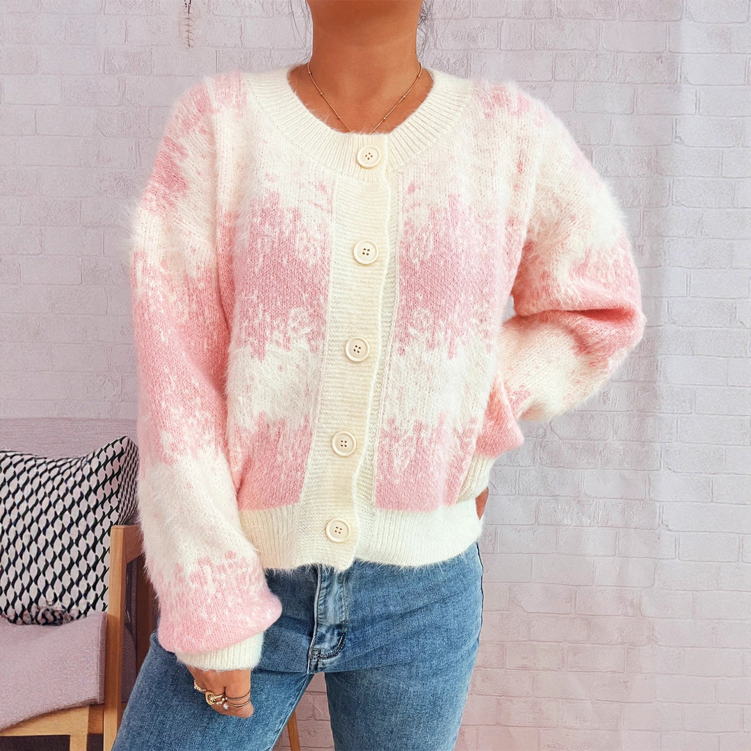 Damen kuschelige Strickjacke mit modischem Knopfdesign und weichem Material Drune