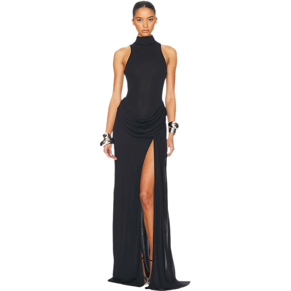 Damen Maxikleid mit figurbetontem Schnitt und elegantem Drapierungselement Drune